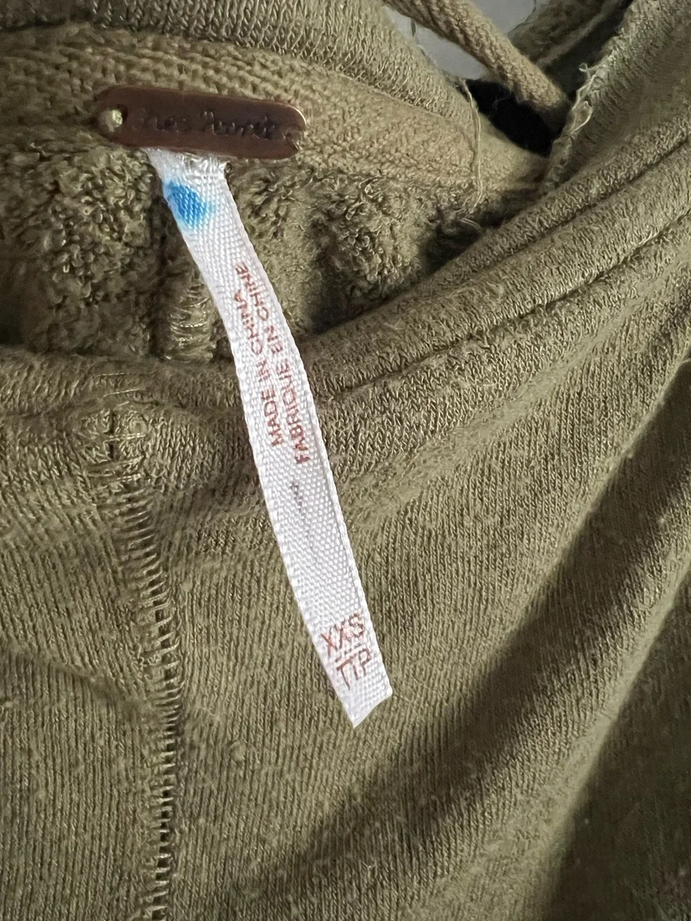 Free People Be Good Terry Dolman Sleeve Pullover Reed Green Sz XX-Small